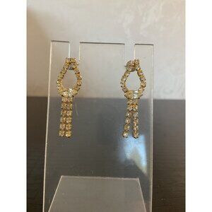 Silver Tone Rhinestone Dangle Drop Fashion Earrings